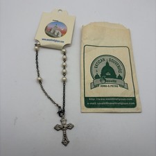 Vintage Vatican Blessed Souvenirs Pearl Rosary Bracelet Savelli Roma S Pietro