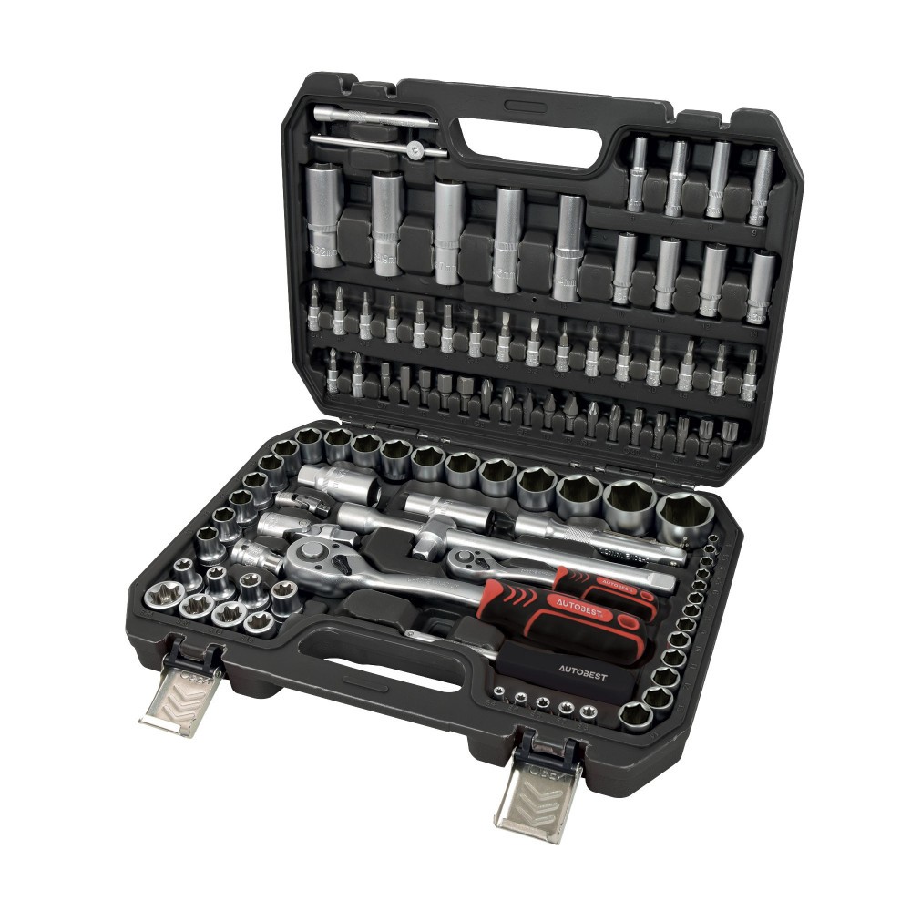 Coffret cliquet 108 pièces en acier chrome vanadium pour mécanique