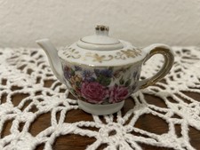 Vintage  Mini  Floral Tea Pot W/Lid, Creamer, Sugar Bowl W/Lid  Japan  5 Piece