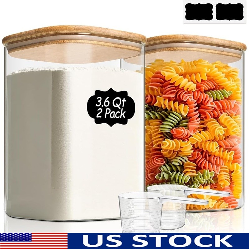 Large Glass Storage Jar Wide Mouth Kitchen Organization BPA Free Reusable New