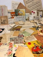 100+ Pcs Ephemera early mid late 1900s antique vintage art junk journal random