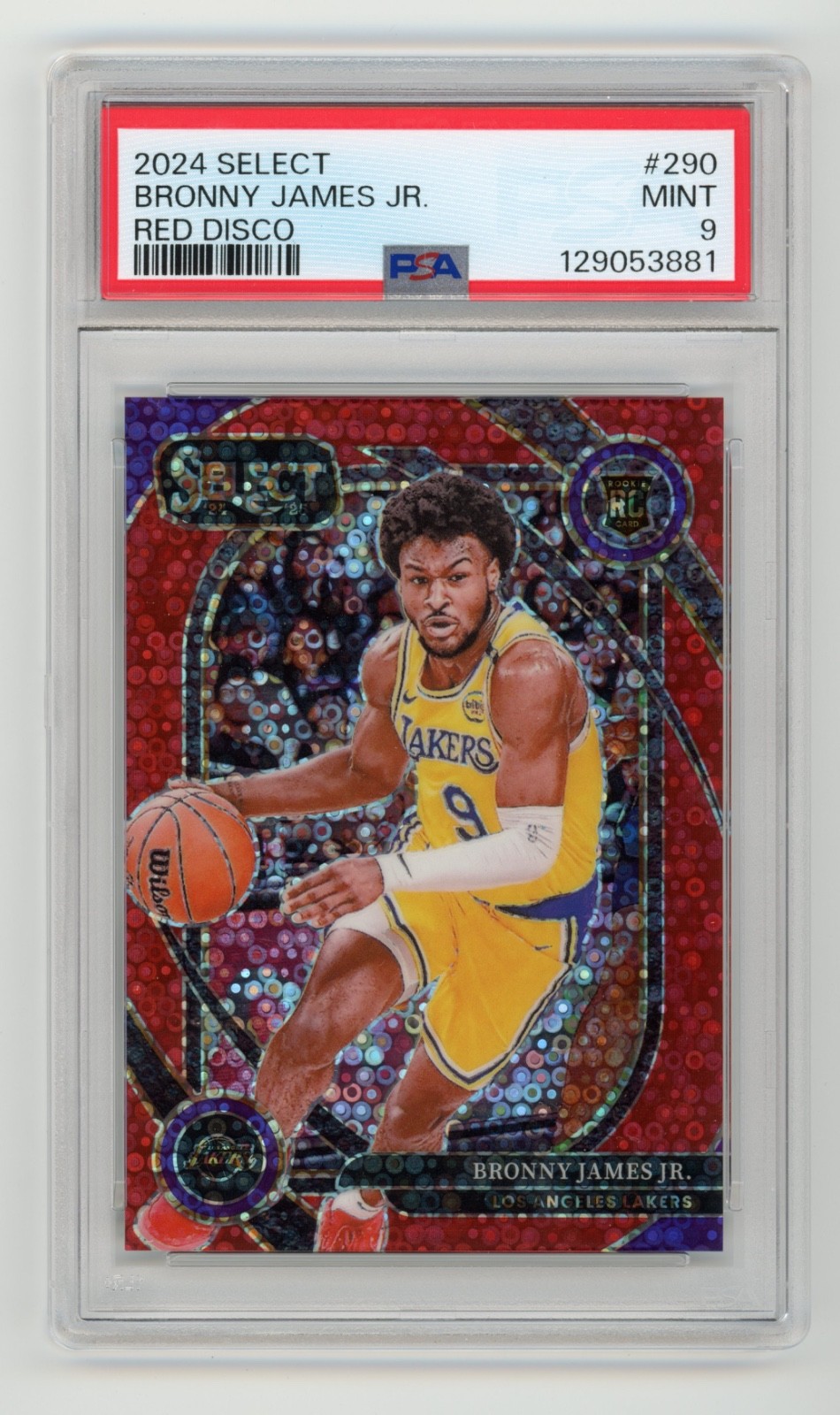 2024-25 Select Courtside Bronny James Jr. Red Disco /49 Rookie RC #290 PSA 9