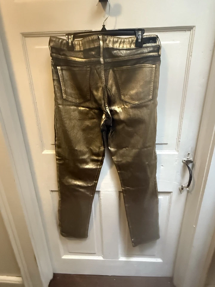 Calvin Klein Men’s Unicorn Rare Gold Metallic Ultra Skinny Jeans Size W33 L32 - Image 3 of 4