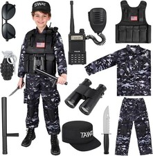 SWAT Police Costume for Kids, Kids Police Officer Costume for Boys wit
