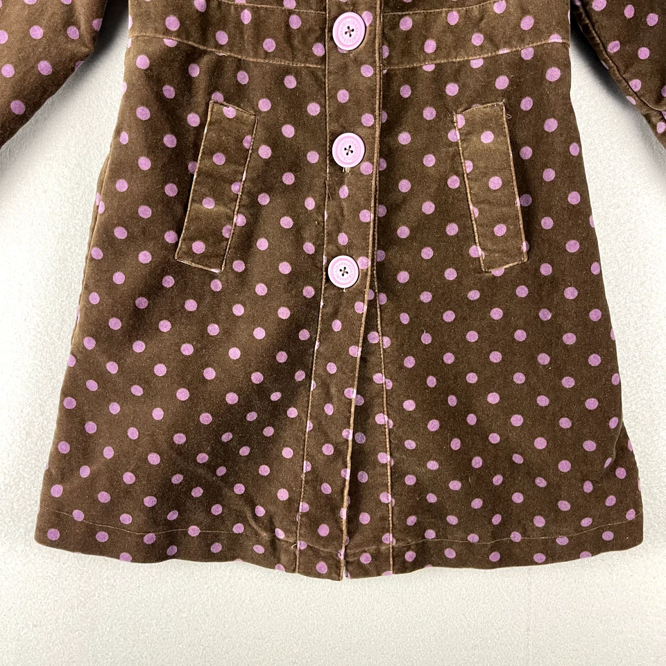 Abrigo Chaqueta Mini Boden Terciopelo Niñas 7 8 Marrón Lunares Preppy Retro Caprichoso Mod Foto 3 de 4