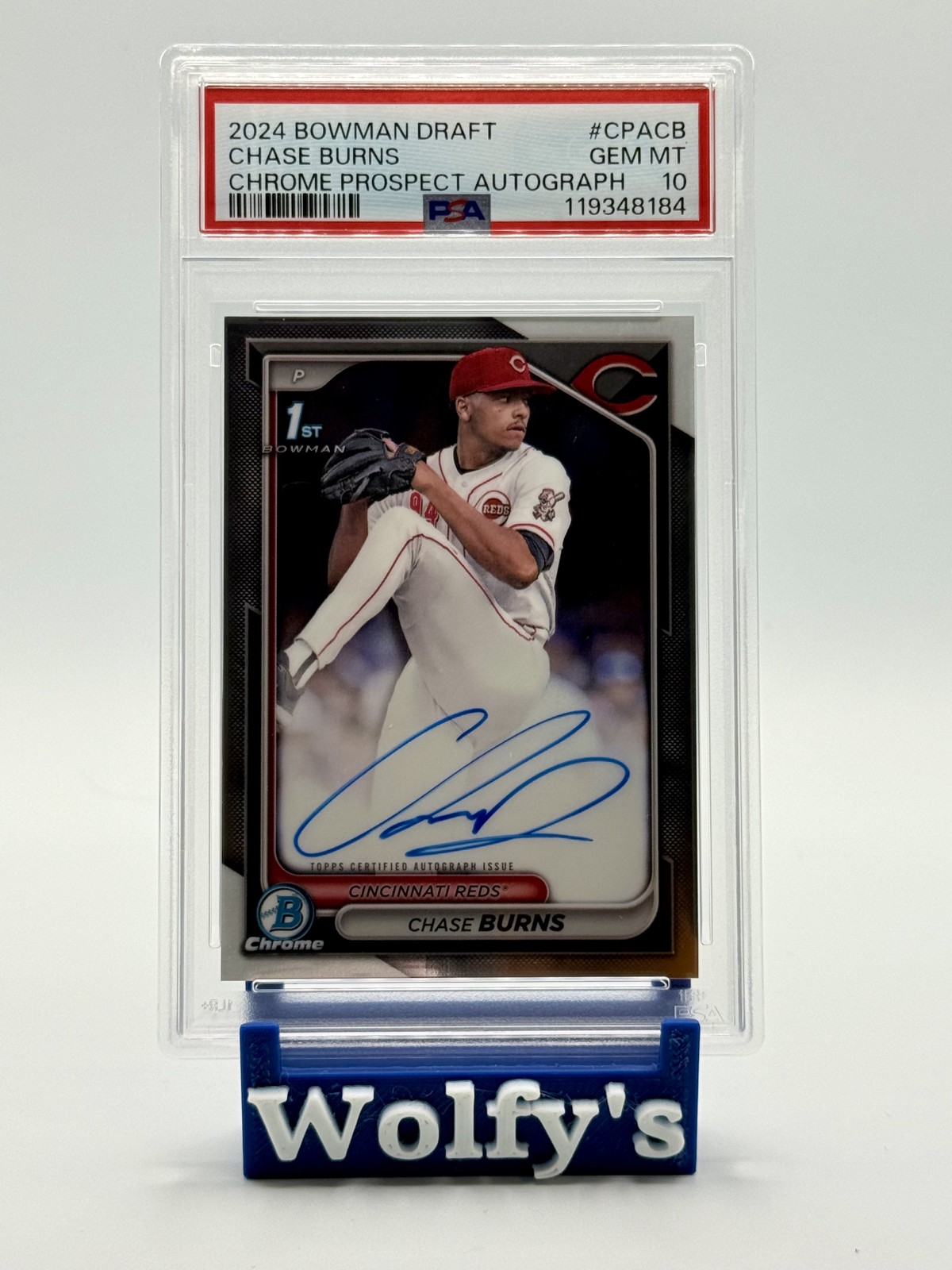 2024 Bowman Draft - Chrome Prospect Auto Chase Burns #CPA-CB (AU, RC) PSA 10 GM