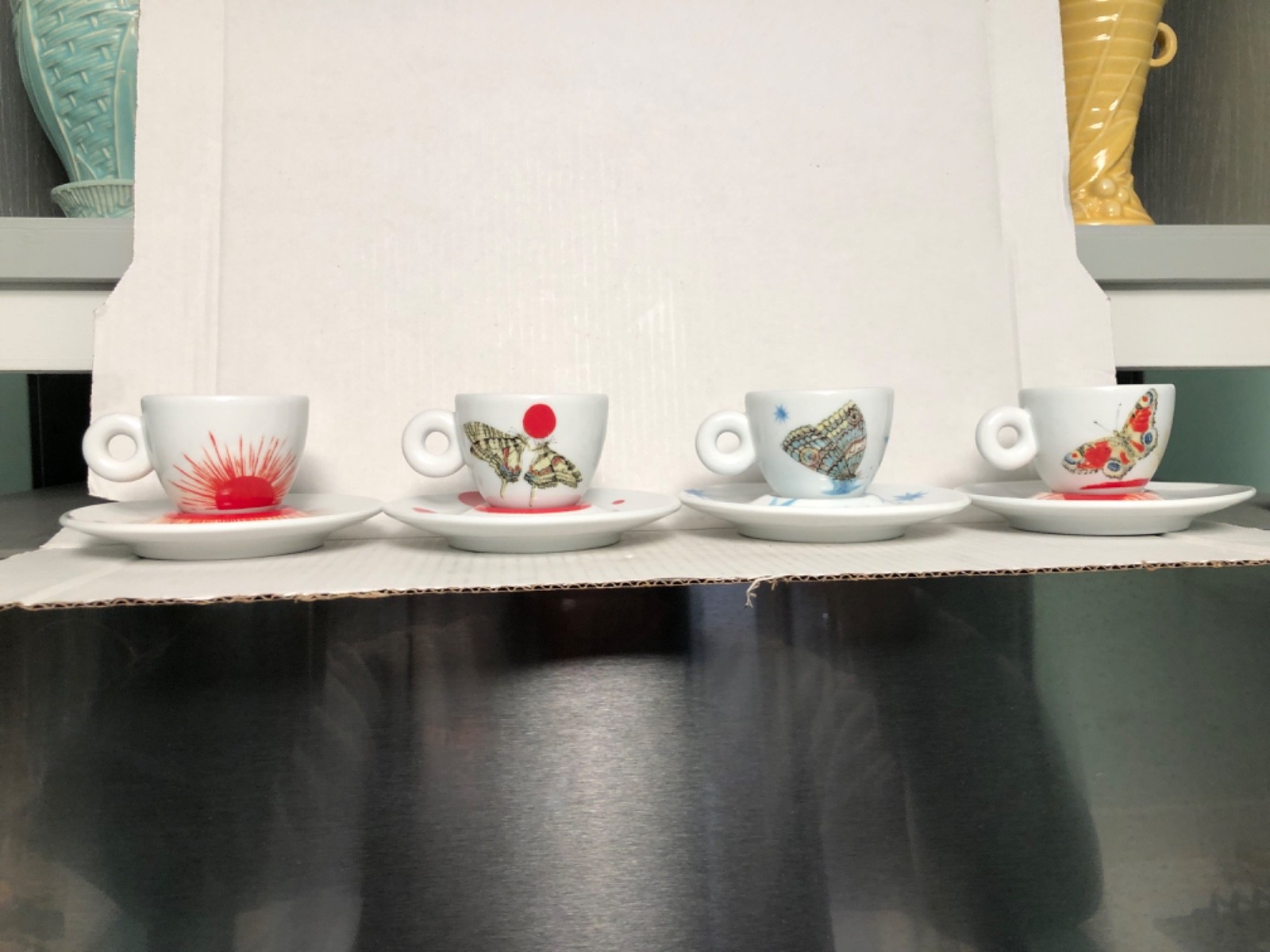 ILLY ART COLLECTION ESPRESSO CUPS BUTTERFLY SET OF 4 2012 Kiki Smith