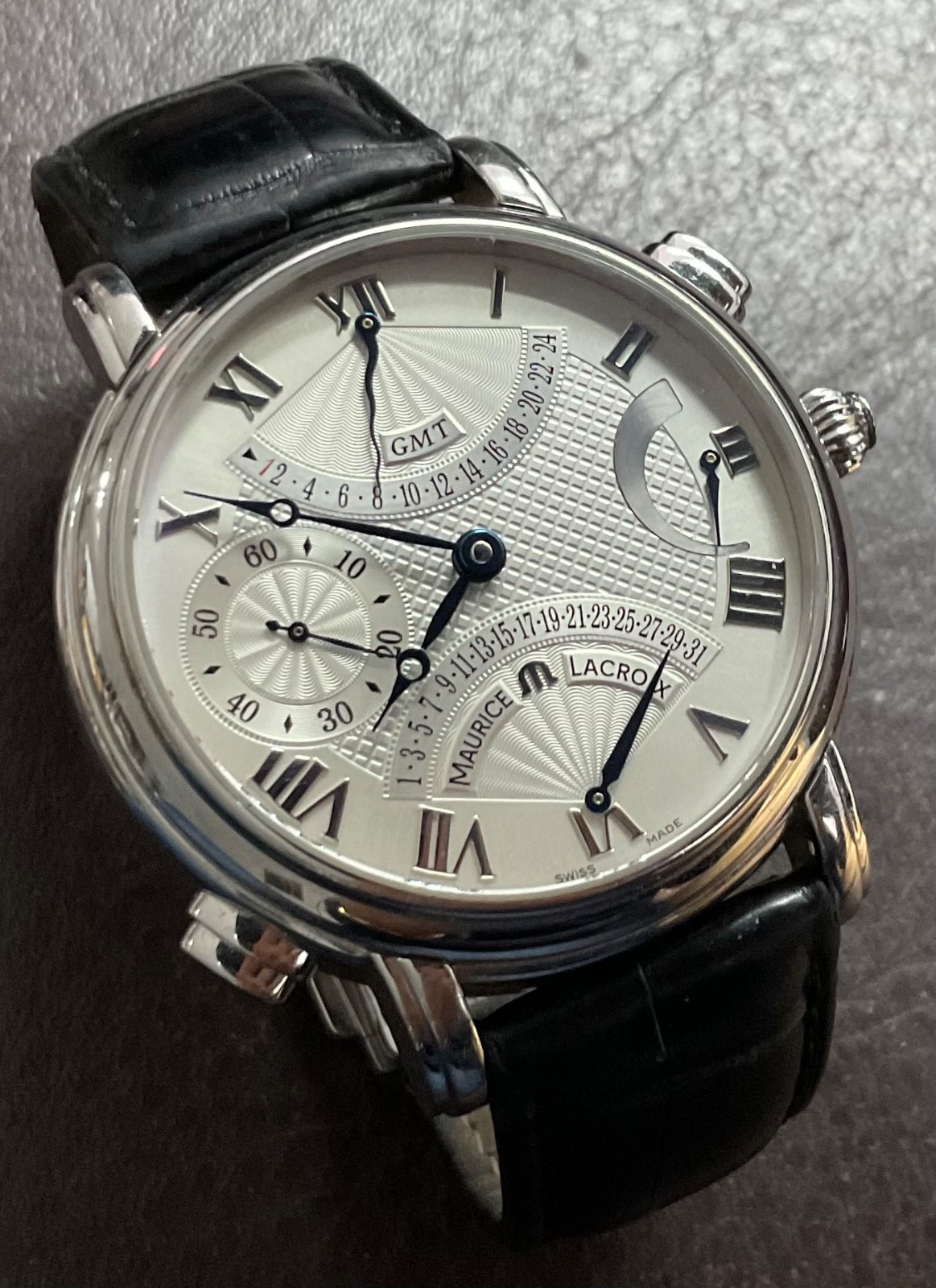 Retrograde Lacroix Vintage 7018 Maurice Calendar Watch Masterpiece MP - vintagewatches.pk