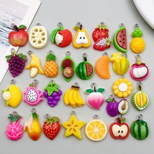 BULK 60Pcs Resin Fruit Cartoon Charms DIY Jewelry Making Pendants