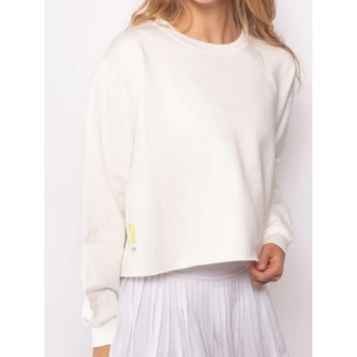 Courtlife Racquets sweatshirt ivory embroidered tennis  size 1 size small/medium