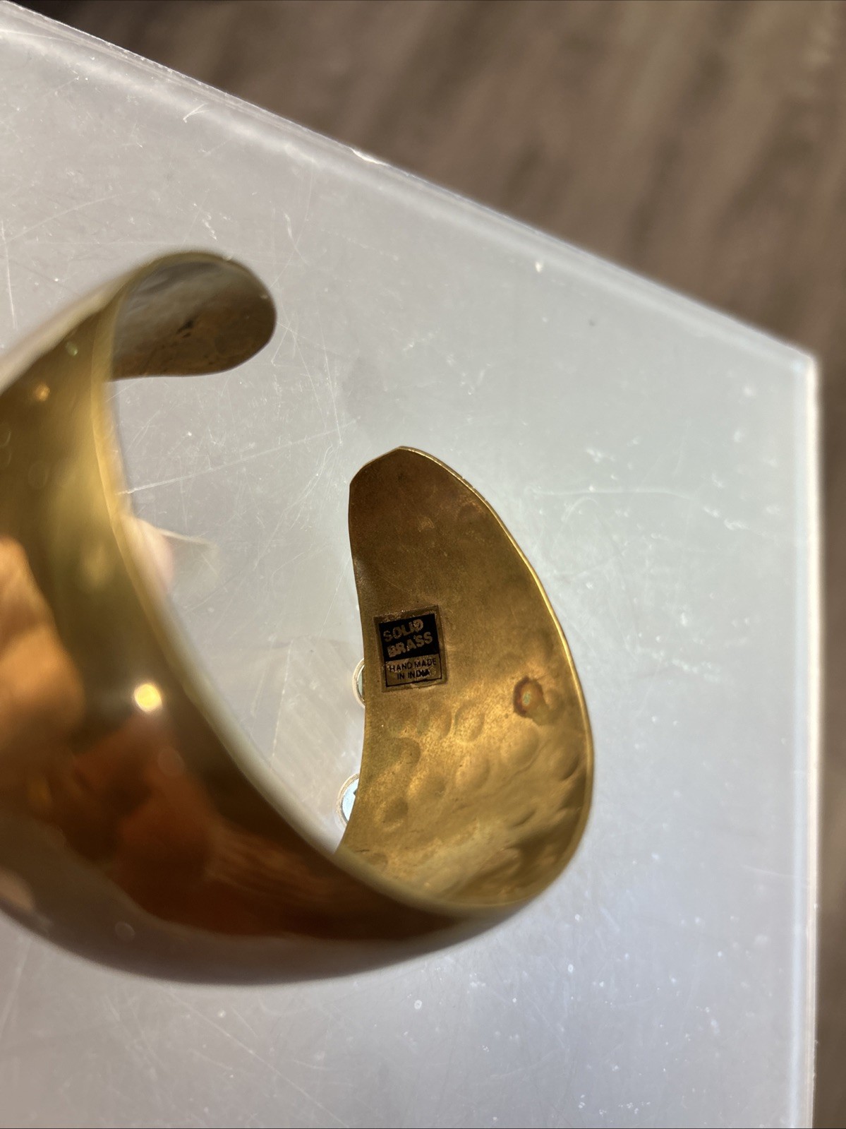 Handmade Solid Brass Cuff Bracelet Hammered Finis… - image 3