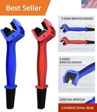 2-Pc Reusable Chain Cleaning Brush Set for Bikes & Motorcycles - Blue & Red