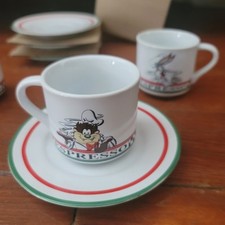 Vintage Looney Tunes Espresso Set – 4 Cups & Saucers, Bugs, Taz, Daff, Sylvester