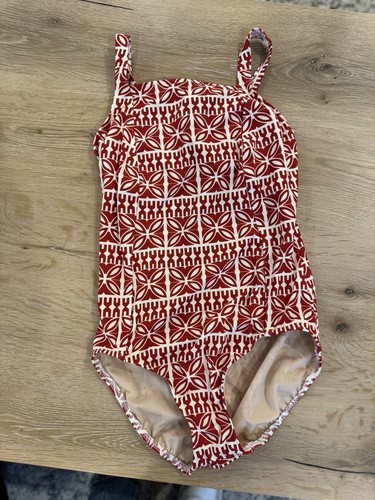 Lands End Red White One Piece Swim Bathing Suit Padded Womens Size 6