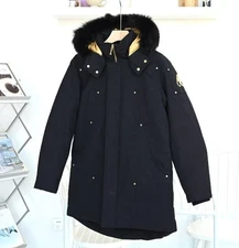 Outdoor Warm Moose Knuckles Golden Scissors Medium Long Hooded Down Jacket /*
