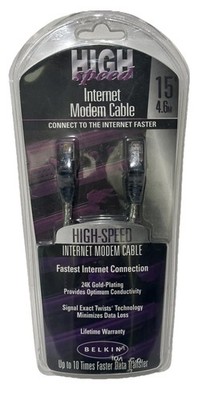 BELKIN HIGH SPEED INTERNET MODEM CABLE 15' 24k GOLD-PLATING F3L900-15-ICE-S