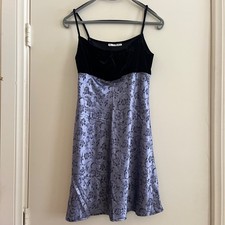 Windsor Babydoll Velvet Bust Mini Floral Satin Dress Small Fairy Whimsigoth Y2K