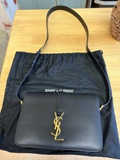 Saint Laurent YSL Black Leather Gold Hardware Shoulder Bag