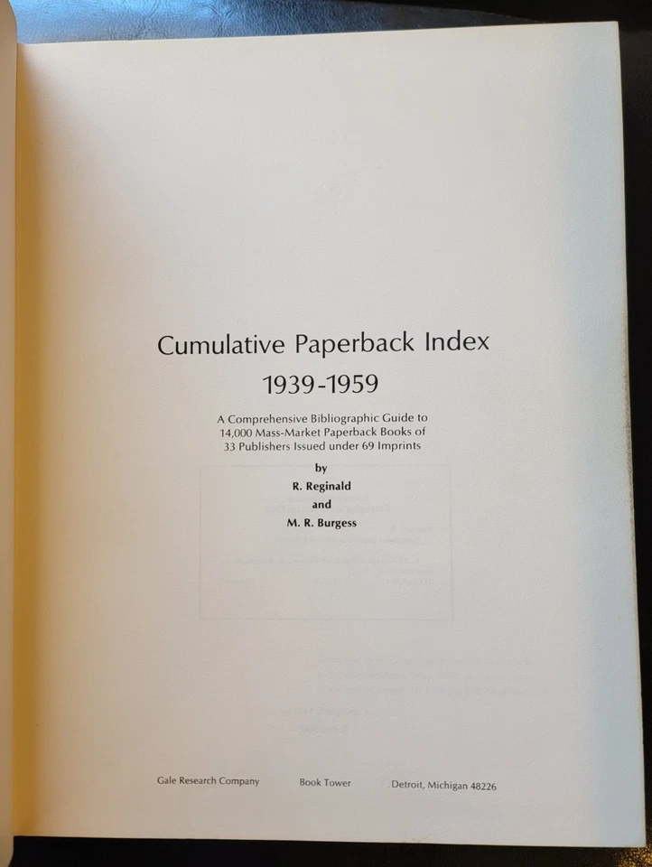 Cumulative Paperback Index 1939-1959 A Bibliographic Guide Reginald BIBLE OF PBs - Image 2 of 4