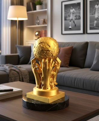 FIFAワールドカップ風3Dアートオブジェ ゴールド 約25cm 高級インテリア Premium 14.5
