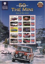 The MINI 50TH Ann Smiler Sheet - signed by Paddy Hopkirk & MichaelTurner