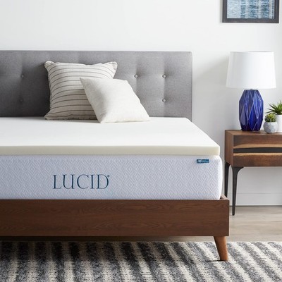 LUCID 2 Inch Medium Firm Mattress Topper for Comfort and Pressure Relief