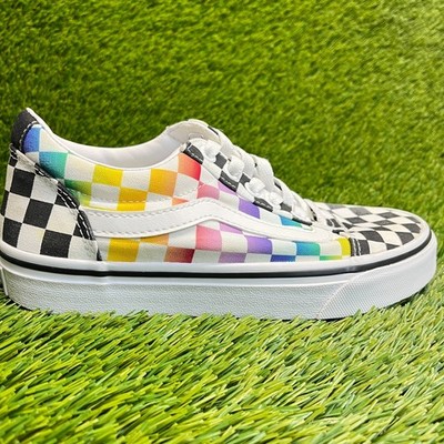 Vans Ward Rainbow Checkerboard Womens Size 6 White Black Athletic Shoes Sneakers