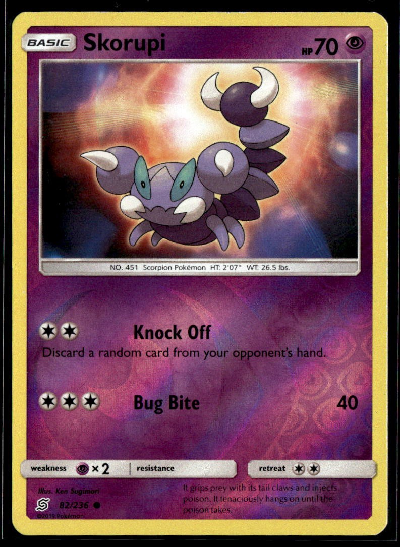Skorupi 82/236 Common Unified Minds Pokemon Reverse Holo Heavily Played