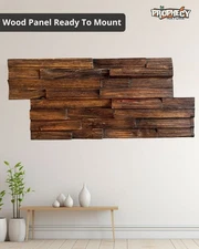 23”x12” Solid Wood Wall Panel – Decorative 3D Wooden Art Panel – Ready to Mount