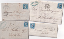 🦬 Lot de 4 Lettres avec N°14 et 22-20 c Bleu Empire-Différentes oblitérations🦬