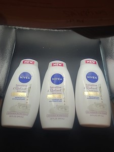 (3) Nivea Sensitive & Radiant Body Wash /Hypoallergenic Nourishing Serum - 20oz