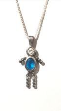 Women  s .925 Sterling Silver Blue Sapphire Birthstone Boy Charm Necklace W/ CZ.
