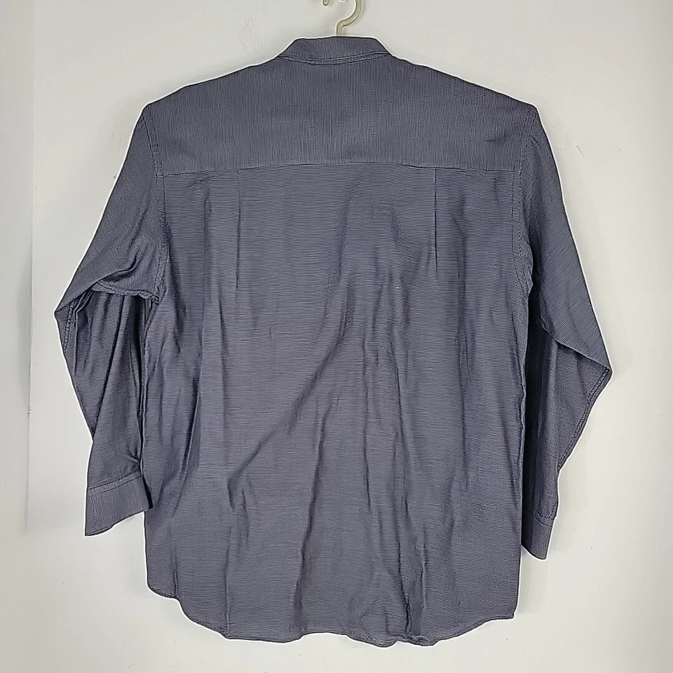 Hickey Freeman Sport Azul Blanco Rayas Abotonadas Manga Larga Para Hombre Talla XL Foto 2 de 4