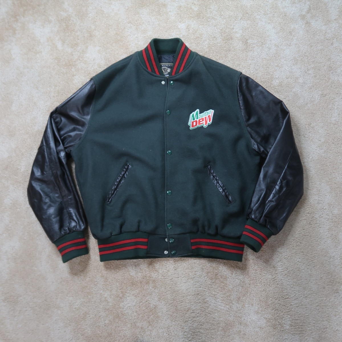 Vintage Mountain Dew Varsity Jacket Men's XL Mtn Dew Green Black