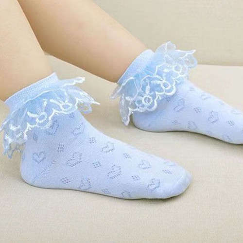 4 Pairs Baby Girls Lace Ruffle Frilly Princess Cotton Socks Chidren School Socks - Picture 8 of 18