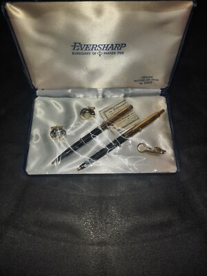 Vintage Eversharp Pen & Pencil Set Mother of Pearl Tie Clip & Cufflinks with Pap