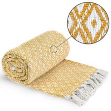 Throw Blanket for Sofas Bed Runner Diamond Geometric Soft Cotton Casablanca