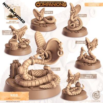 Cobra Miniatures by Castnplay, Dnd Miniature / Tabletop Miniature Snake Familiar