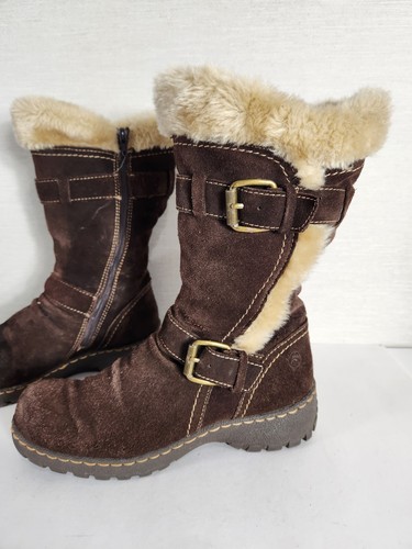 Botas de tacón de cuña forradas con cuña para mujer Bare Traps talla 8 M marrón gamuza bronceada forradas de piel - Imagen 2 de 12