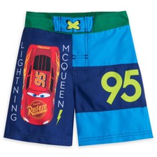 Disney Store Cars 3 Lightning McQueen Boy Swimsuit Race Car Trunks Swimwear NEw