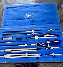Rare chromed KERN  AARAU C 31 Swiss Geometry Drafting Instrument set 