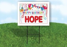 HOPE HAPPY BIRTHDAY BALLOONS 18 in x 24 in Yard Sign Road Sign with Stand