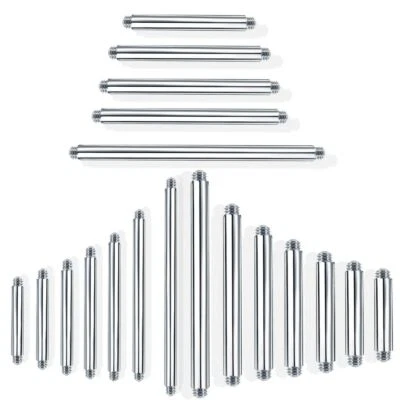 Straight Bar Tongue Rings - Stainless Steel Earrings Body Piercing Jewelry 100PC - Image 1 of 4
