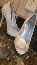 Womens Shoes Flat, Touch Ups White Silver Iridescent, 5 M Brand New