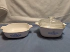 Corning Ware Blue Cornflower 1 qt & 1 3/4 qt Casserole Dish Pyrex Lid P-1 3/4-B