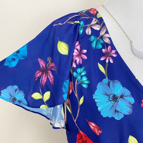 Vestido para mujer PARKER talla S azul Valencia eclipse floral con volantes altos-bajos - Imagen 4 de 11