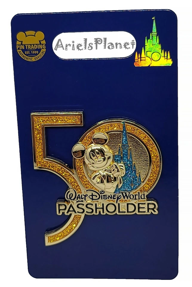 Walt Disney World Parks 50th Anniversary Mickey Mouse Passholder Pin Limited