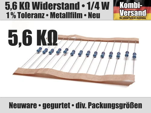 1/10/20/40 x 5,6 KOhm KΩ Widerstand, 1/4 Watt Metallfilm, 1 % Toleranz, 0207