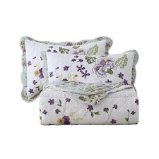 vctops 3-Piece Floral Embroidered Quilt Set Oversize Queen 100 Cotton Ultra ...