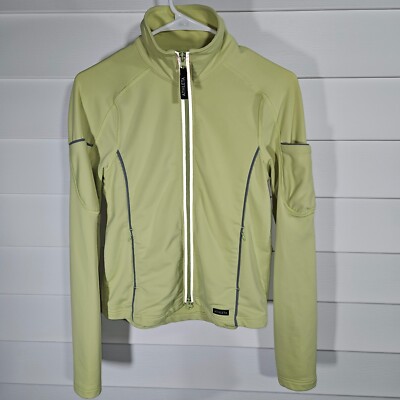Athleta Full Zip Size Small Soft Shell Jacket Womens Yellow Green Reflective
